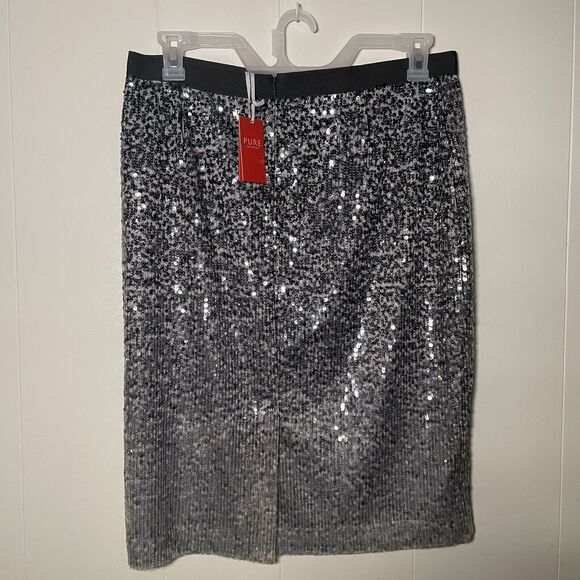 NWT PURE COLLECTION - UK 16 SILVER GREY OMBRE SEQUIN SKIRT IMMACULATE - Picture 2 of 6